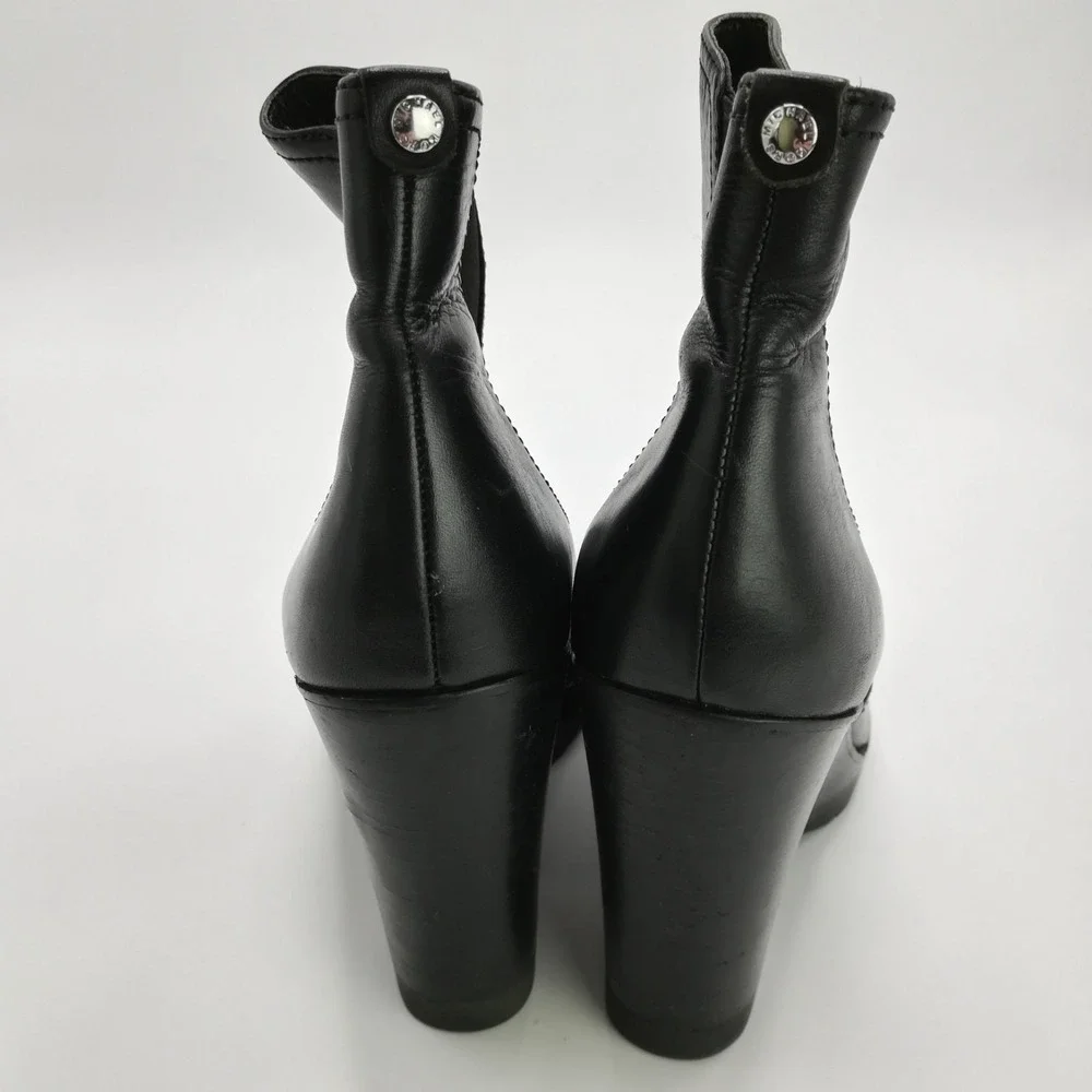 Michael Kors Shoes Womens Boots Ankle Bootie Black Leather‎ Wedge Thea 8.5